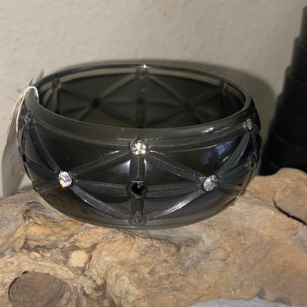 Vintage 80s Anne Klein Geometric Lucite Bangle with Rhinestones